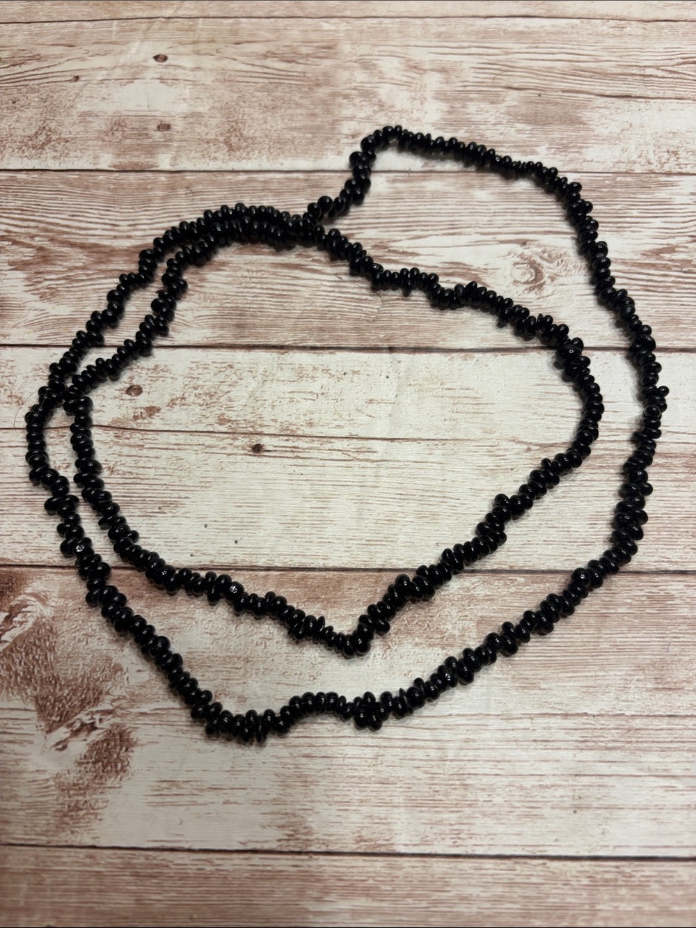 Vintage black glass seed bead necklace